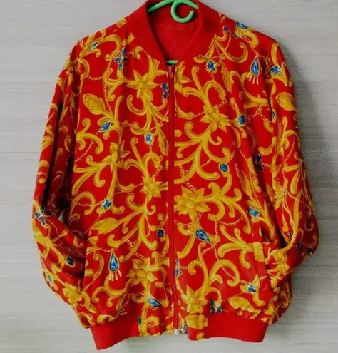 Vintage 90s Ornate Baroque Gripoix Gem Pattern Print Bomber Jacket Windbreaker Size undefined