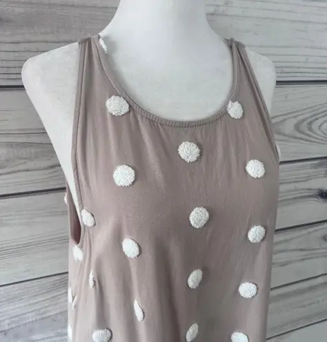 E & M  Tan & White Textured Dot Relaxed Fit Tank Top thumbnail 2