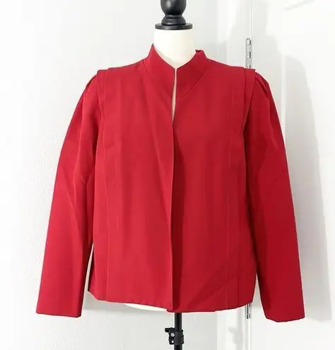 Vintage Sherbert Size 16 Red Long Sleeve Open Front Blazer Jacket