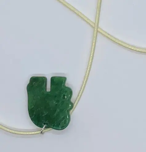 Handmade Cream Wax Green Elephant Necklace