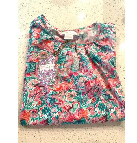 Stella parker Top Size M Pink Green Floral Print Size M