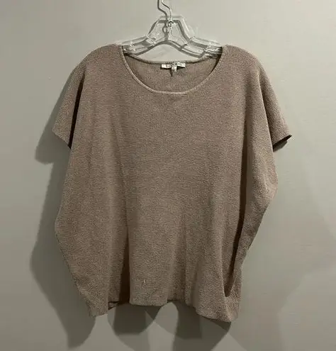 Cyrus Textured Knit Sweater Top Beige Womens Small Short Dolman Sleeve Shirt