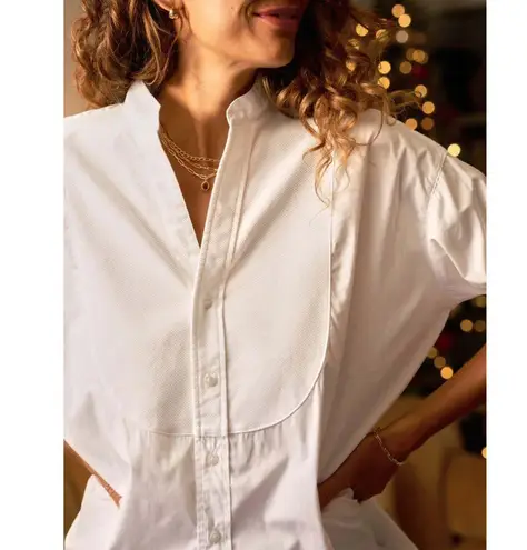 Frank & Eileen Victoria in White Cotton Button Down Italian Tuxedo Shirt S