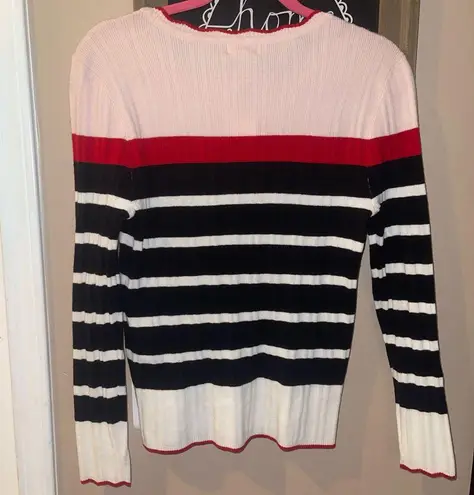 Maison Jules Striped Pink and Red lightweight Sweater top shirt size XL NWT