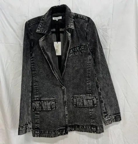 We Wore What NWT Long Sleeve Rigid Denim Blazer Baw Black Acid Wash Women's Size S