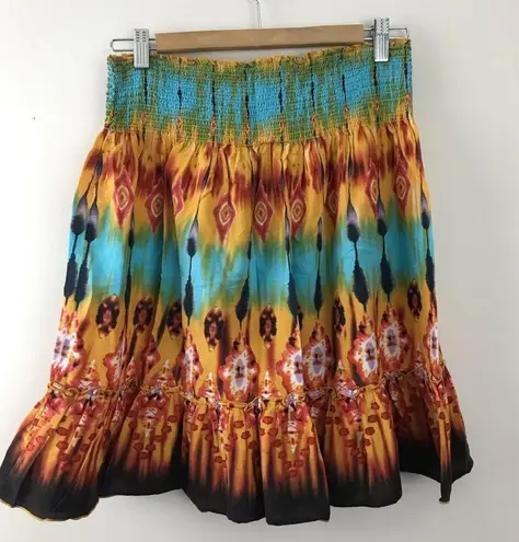 Tracy Evans Vintage Y2K 90s Light cotton tie dye Ruffle Flowy skirt tube top XL