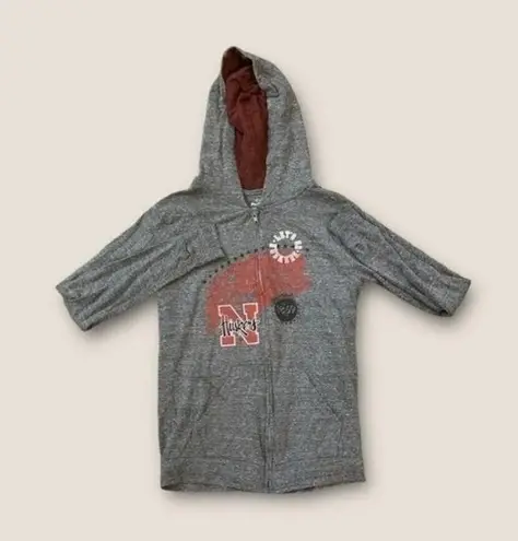 Pro Edge Nebraska Cornhuskers Full Zip Hoodie Huskers Graphic Gray M Size M