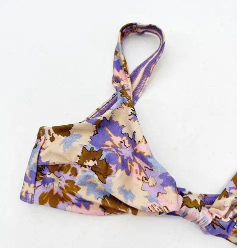 Zimmermann  Violet Scoop Knot Front Floral Print Bikini Swimsuit Top Size 6-8