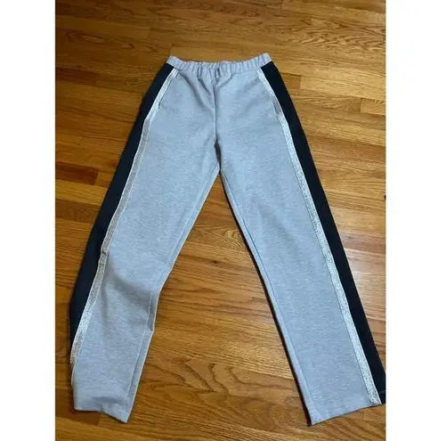 Drapers & Damons High Rise Track Pants Gray Joggers with Side Glitter Stripe S