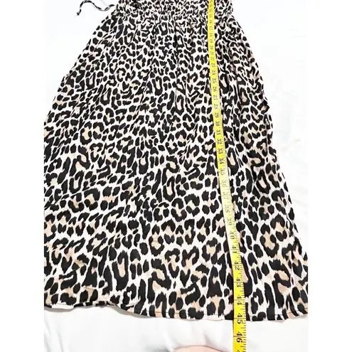 Sunn Lab Swim Maxi Dress Womens L Beige Leopard Print Sleeveless Beach Cover Up Tan Size L