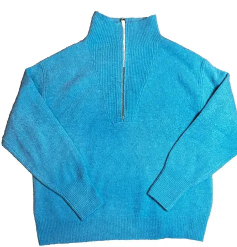 J.Crew  Turqoise Blue 1/4 Half Zip Mock Neck Wool Blend Pullover Sweater SZ S - Image 1
