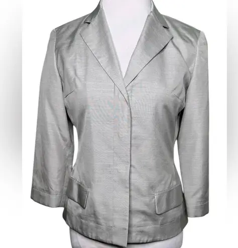 Narciso Rodriguez Made in Italy Silk Blazer Light Grey Gray