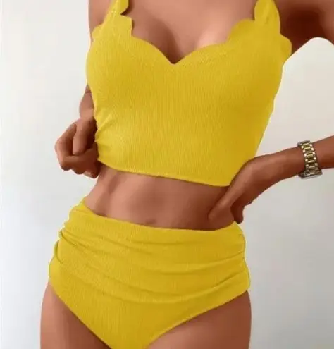 Zaful  small high waisted scalloped bikini‎ set