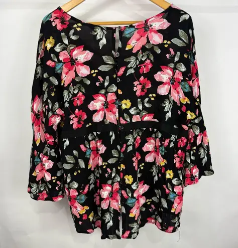 Supplies by Union Bay Floral Boho Bell Sleeve Blouse Size L