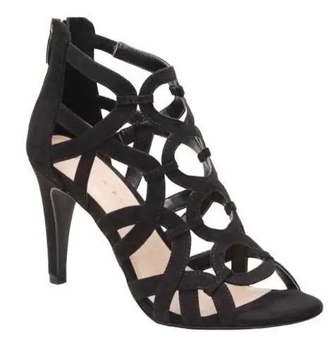 Kelly & Katie Cage Heels 4” Pumps Sandals Heel Zip Black Suede Women’s Size 7.5M