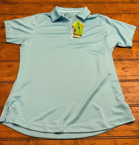 Bermuda Sands Womens Aqua Blue Repreve Wick Away Polo Shirt Size S