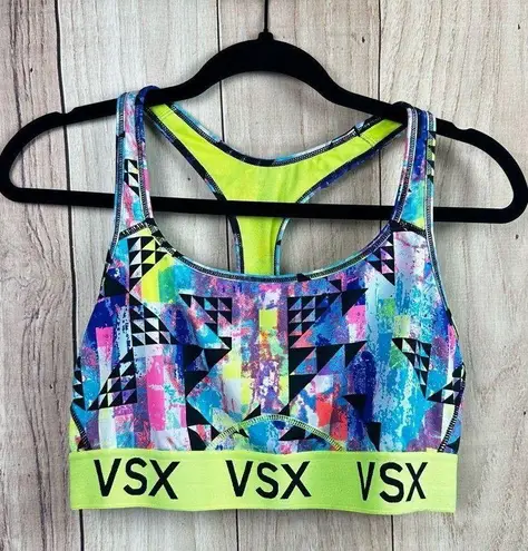 VSX Women's Vibrant Sports Bra with Neon Yellow Band Pink Size XL