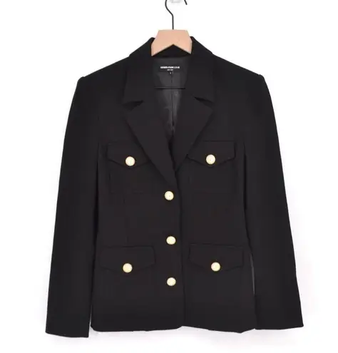 Generation Love  Gil Compact Stretch Ponte Blazer Gold Buttons Black Women's S