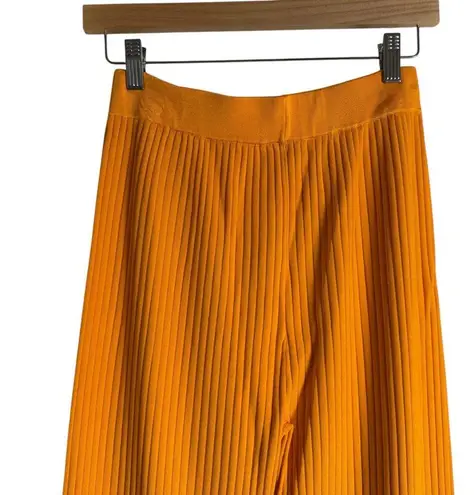 Nanushka Orange Ribbed Knit Wide Leg High Rise Pull