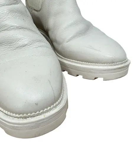 Dolce Vita CLEAR Linza Ivory Leather Chelsea Ankle Booties Chunky Y2K Womens 10