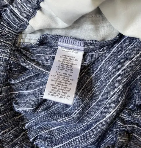 Lounge Beach Lunch linen cotton pants blue striped drawstring Women’s Small