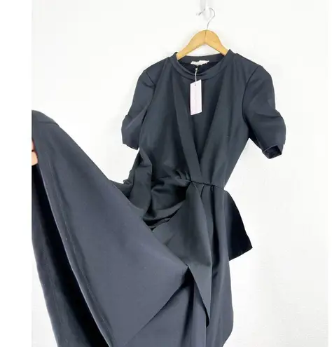 Rachel Parcell Black Draped Interlock Minidress Size Large NWT Cocktail Stretch