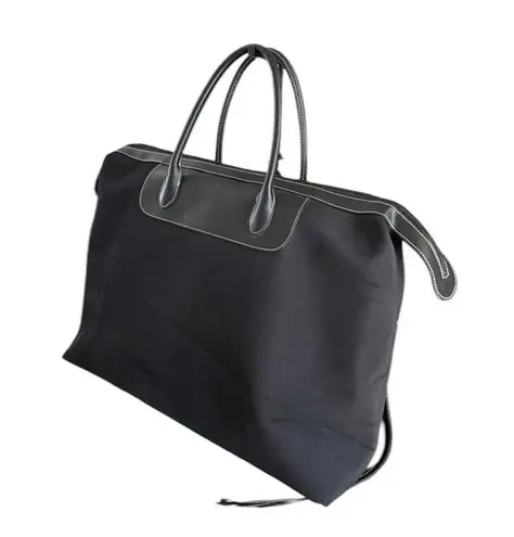 Etienne Aigner Black Travel Bag. Double Handles. Long Strap. Nylon & Vegan Leather