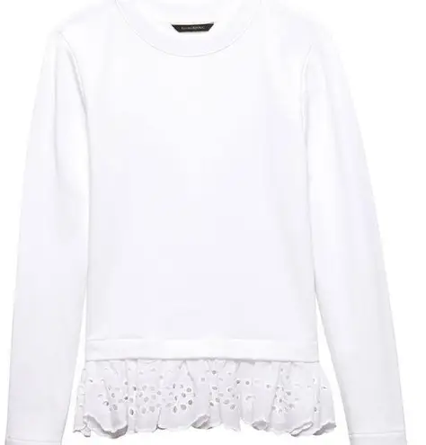 Banana Republic  white crewneck sweatshirt with eyelet hem size XS