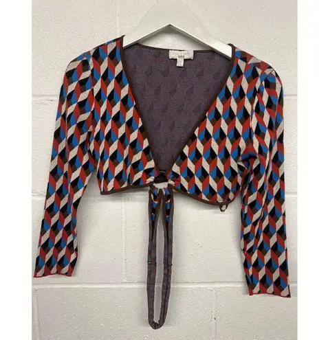 Ronny Kobo Sz XS Orange Blue sweater Geometric Print V