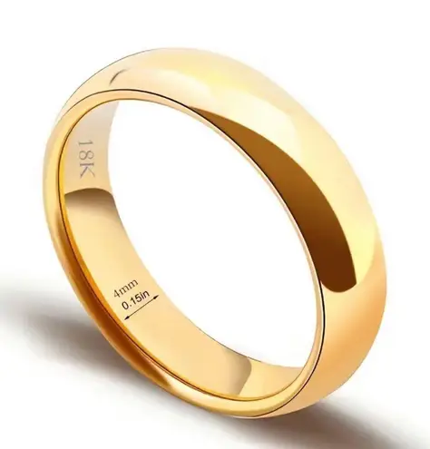 Ladies 18kt solid yellow gold 4mm classic dome wedding band NWT 5