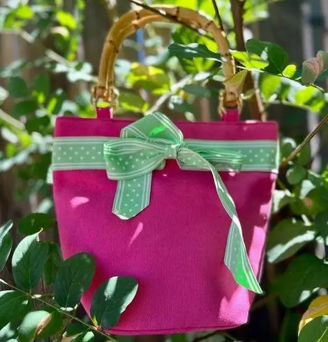Tiannl Pink and Green Top Handle Bag