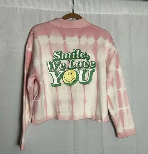 Sandro Paris Smile We Love You Pink White Tie Dye Sweater Size 1/4/Small