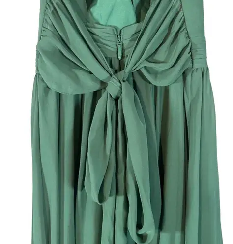 Azazie Kora Dark Green A-Line Pleated Chiffon Bridesmaid Prom Dress Sz A2