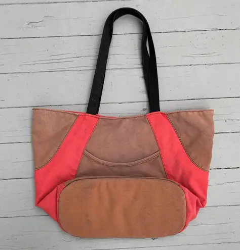 Equipment Tan/Pink Cotton Overland Tote Bag Purse