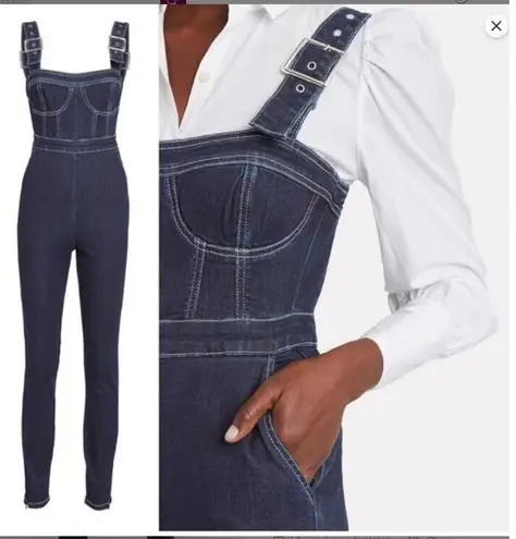 We Wore What New Revolve Corset Overalls Stretch Denim Dark Wash Medium MSRP $198