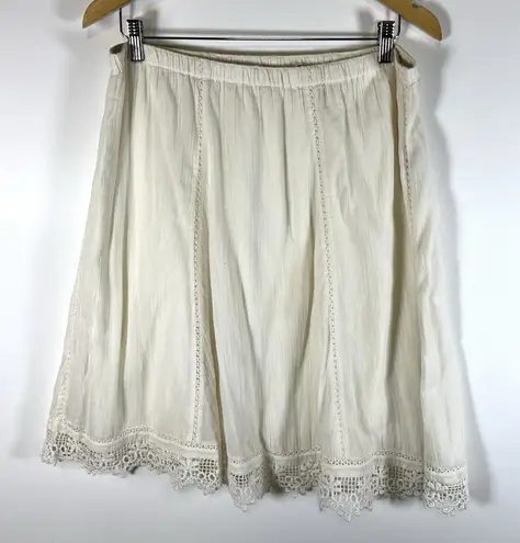 Soft Surroundings Soft Surroundings Fringe Skirt M White Cream Boho Prairie Demure Gauze