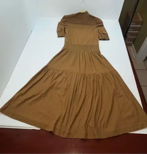 Nation Ltd Fabiana Easy Victorian Midi Dress Womens Size Medium Brown Drop Waist