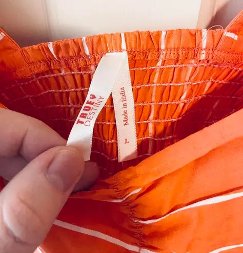 True Destiny NWT orange white striped Latin festival crop top