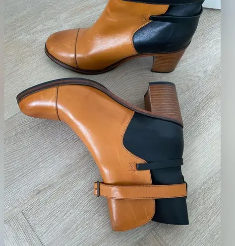 Wolverine Samantha Pleet Tan & Black 1000 Mile Bonny Leather Ankle Boots Sz 9.5