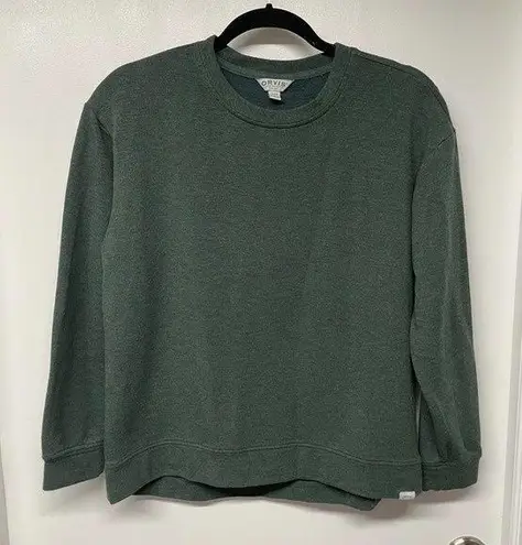 Orvis  Classic Collection Womens Olive Green Cropped Pullover Sweatshirt Small