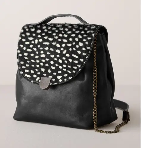 Garnet Hill Harlyn Structured Handbag Leather Calf Hair Lined Crossbody Chain