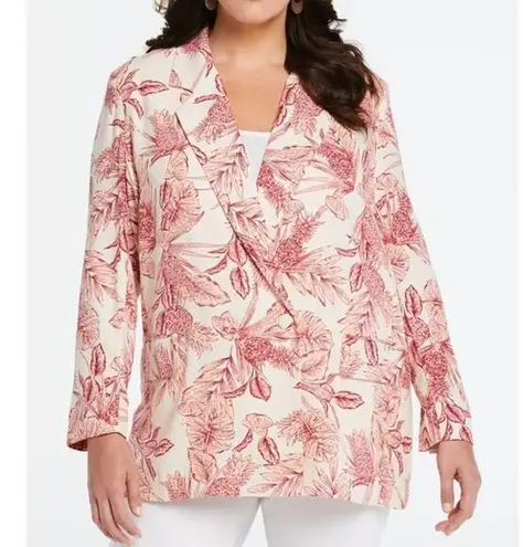 Ella Rafaella Blazer Womens XL Peach Red Double Breasted Feminine Career Office Pink