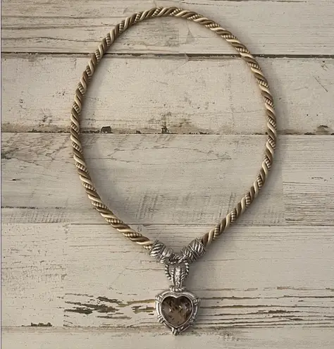 Judith Ripka Silk Cord Silver Smokey Quartz Pendant Necklace