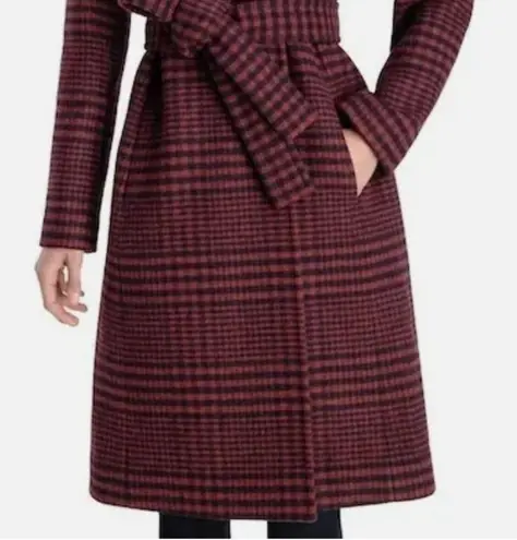 Anne Klein NWT  Coat Women's Wool Blend Plaid Belted Wrap Plus Size 14