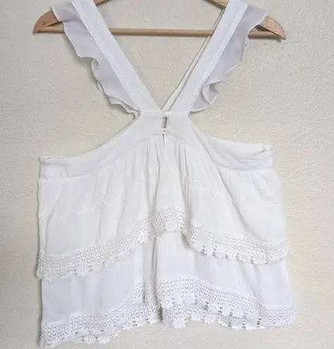 Urban Outfitters Romantic White Ruffle Strap Layered Lace Trim M Cottagecore Top Size M