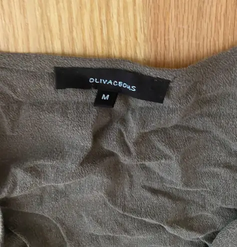 Olivaceous Tie Front Top