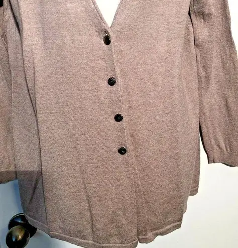 Nic+Zoe cardigan sweater size L Button Long Sleeve V Neckline Sequins Taupe