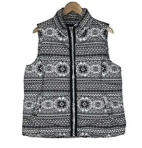 Lands' End Faire Isle Snowflake Down Insulated Puffer Vest Black Size undefined