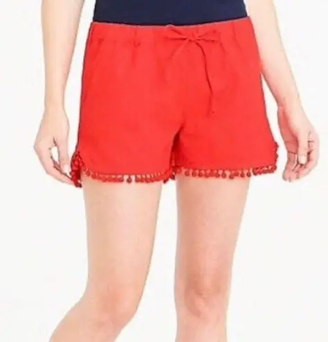J.Crew red linen Pom Pom shorts size M Size M