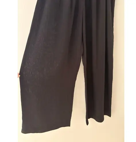 Vintage Carole Little Wide Leg Pants Size 12 Black Semi Sheer Capsule Minimalist